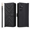 Custodia in pelle multifunzione con 6 slot per schede per Samsung Galaxy M16 5G / F16 5G e cinturino da polso (nero)