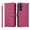 Custodia in pelle multifunzione con 6 slot per schede per Samsung Galaxy M16 5G / F16 5G e cinturino da polso (rosso rosa)
