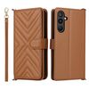 Custodia in pelle multifunzione con 6 slot per schede e cinturino da polso per Samsung Galaxy M16 5G / F16 5G (marrone)