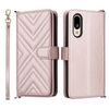 Custodia in pelle per telefono Sharp Basio Active3 multifunzione con 6 slot per carte e cinturino da polso (rosa)