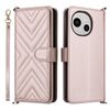Custodia in pelle multifunzione per Sharp Aquos R9 con 6 slot per carte e cinturino da polso (rosa)
