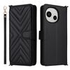Custodia in pelle multifunzione per Sharp Aquos R9 con 6 slot per carte e cinturino da polso (nero)