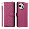 Custodia in pelle multifunzione per Sharp Aquos R9 con 6 slot per carte e cinturino da polso (rosso rosa)