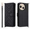 Custodia in pelle multifunzione con 6 slot per carte per Sharp Aquos Sense9 e cinturino da polso (nero)