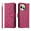 Custodia in pelle multifunzione con 6 slot per carte per Sharp Aquos Sense9 e cinturino da polso (rosso rosa)