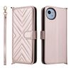 Custodia in pelle multifunzione con 6 slot per carte per Sharp Aquos wish4 e cinturino da polso (rosa)