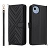 Custodia in pelle multifunzione per Sharp Aquos wish4 con 6 slot per carte e cinturino da polso (nero)