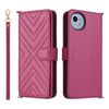 Custodia in pelle multifunzione con 6 slot per carte per Sharp Aquos wish4 e cinturino da polso (rosso rosa)