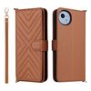Custodia in pelle multifunzione per Sharp Aquos wish4 con 6 slot per carte e cinturino da polso (marrone)
