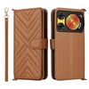 Custodia in pelle multifunzione con 6 slot per schede per ZTE Nubia Music 2 con cinturino da polso (marrone)