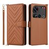 Custodia in pelle per telefono cellulare multifunzionale ZTE nubia Z70 Ultra con 6 slot per schede e cinturino da polso (marrone)