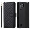 Custodia in pelle multifunzione con 6 slot per schede per ZTE Nubia Red Magic 10 Pro / 10 Pro+ con cinturino da polso (nero)
