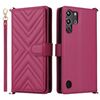 Custodia in pelle multifunzione con 6 slot per schede e cinturino da polso per ZTE nubia Red Magic 10 Pro / 10 Pro+ (rosso rosa)