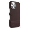 Custodia per iPhone 16 Pro Max in PU ibrida con rivestimento in tessuto con cuciture MagSafe e magnete per PC (marrone scuro)