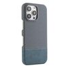 Custodia per iPhone 16 Pro Max in PU ibrida con rivestimento in tessuto con cuciture MagSafe e magnete per PC (blu ciano)