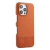 Custodia per iPhone 16 Pro Max in PU ibrida con rivestimento in tessuto con cuciture MagSafe e magnete per PC (marrone)