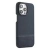 Custodia per iPhone 15 Pro Max in PU ibrida con rivestimento in tessuto con cuciture MagSafe e magnete per PC (blu scuro)