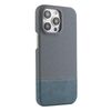 Custodia per iPhone 15 Pro in PU ibrida con rivestimento in tessuto con cuciture MagSafe e magnete per PC (blu ciano)