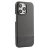 Custodia per iPhone 15 Pro in PU ibrida con rivestimento in tessuto con cuciture MagSafe e magnete per PC (grigio)