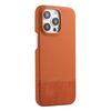 Custodia per iPhone 15 Pro in PU ibrida con rivestimento in tessuto con cuciture MagSafe e magnete per PC (marrone)