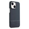 Custodia per iPhone 14/13 in PU ibrida con cerniera magnetica MagSafe in tessuto con cuciture (blu scuro)