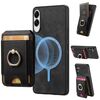 Custodia in pelle con supporto magnetico divisibile retrò per Samsung Galaxy S25 Edge 5G (nera)