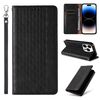 Custodia per telefono in pelle magnetica resistente con motivo intrecciato in rilievo per iPhone 16 Pro (nera)