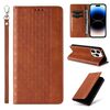 Custodia per iPhone 16 Pro in pelle magnetica resistente e intrecciata in rilievo (marrone)