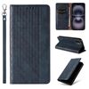 Custodia per telefono in pelle magnetica resistente con motivo intrecciato in rilievo per iPhone 16 Plus (blu)