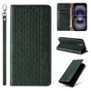 Custodia per telefono in pelle magnetica resistente con motivo intrecciato in rilievo per iPhone 16 Plus (verde)