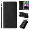 Custodia per iPhone 14 Plus in pelle magnetica resistente con motivo intrecciato in rilievo (nera)