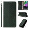 Custodia per iPhone 14 Plus in pelle magnetica resistente con motivo intrecciato in rilievo (verde)
