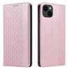Custodia per iPhone 14 Plus in pelle magnetica resistente con motivo intrecciato in rilievo (oro rosa)