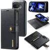Custodia per telefono in pelle magnetica staccabile con texture Crazy Horse DG.MING per Google Pixel 9a (nera)