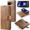 Custodia per telefono in pelle magnetica staccabile con texture Crazy Horse DG.MING per Google Pixel 9a (marrone)