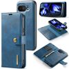 Custodia per telefono in pelle magnetica staccabile con texture Crazy Horse DG.MING per Google Pixel 9a (blu)