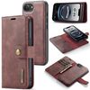 Custodia per telefono in pelle magnetica staccabile con texture Crazy Horse DG.MING per iPhone 16e (rossa)