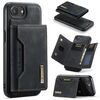 Custodia in pelle per iPhone 16e DG.MING M2 Series con 3 scomparti per carte di credito e portafoglio (nera)