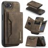 Custodia in pelle per iPhone 16e DG.MING M2 Series con 3 scomparti per carte di credito e portafoglio (caffè)