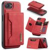 Custodia in pelle per iPhone 16e DG.MING M2 Series con 3 scomparti per carte di credito e portafoglio (rosso)