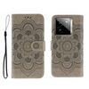 Custodia in pelle per telefono Realme GT7 Pro con motivo a rilievo Sun Mandala (grigio)