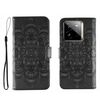 Custodia in pelle per telefono Realme GT7 Pro con motivo in rilievo Sun Mandala (nero)