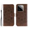 Custodia in pelle per telefono Realme GT7 Pro con motivo a rilievo Sun Mandala (marrone)