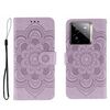 Custodia in pelle per telefono Realme GT7 Pro con motivo a rilievo Sun Mandala (viola)