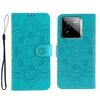 Custodia in pelle per telefono Realme GT7 Pro con motivo in rilievo Sun Mandala (blu)