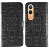 Custodia in pelle per OnePlus Nord CE4 Lite con motivo a rilievo Mandala Sun Global (nero)