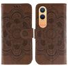 Custodia in pelle per OnePlus Nord CE4 Lite con motivo a rilievo Mandala Sun Global (marrone)