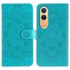Custodia in pelle per OnePlus Nord CE4 Lite con motivo a rilievo Mandala Sun Global (blu)