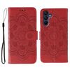 Custodia in pelle con motivo a rilievo Sun Mandala per Samsung Galaxy S25+ / S24+ 5G (rosso)