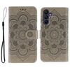 Custodia in pelle con motivo in rilievo Sun Mandala per Samsung Galaxy S25+ / S24+ 5G (grigio)